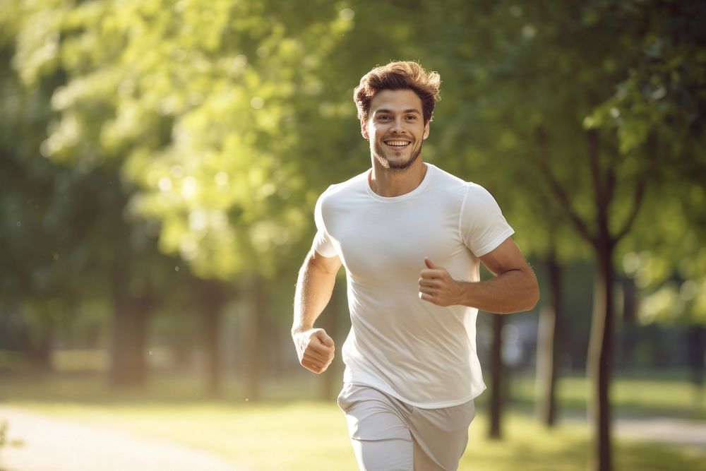 Running jogging adult happy. AI generated Image by rawpixel.
