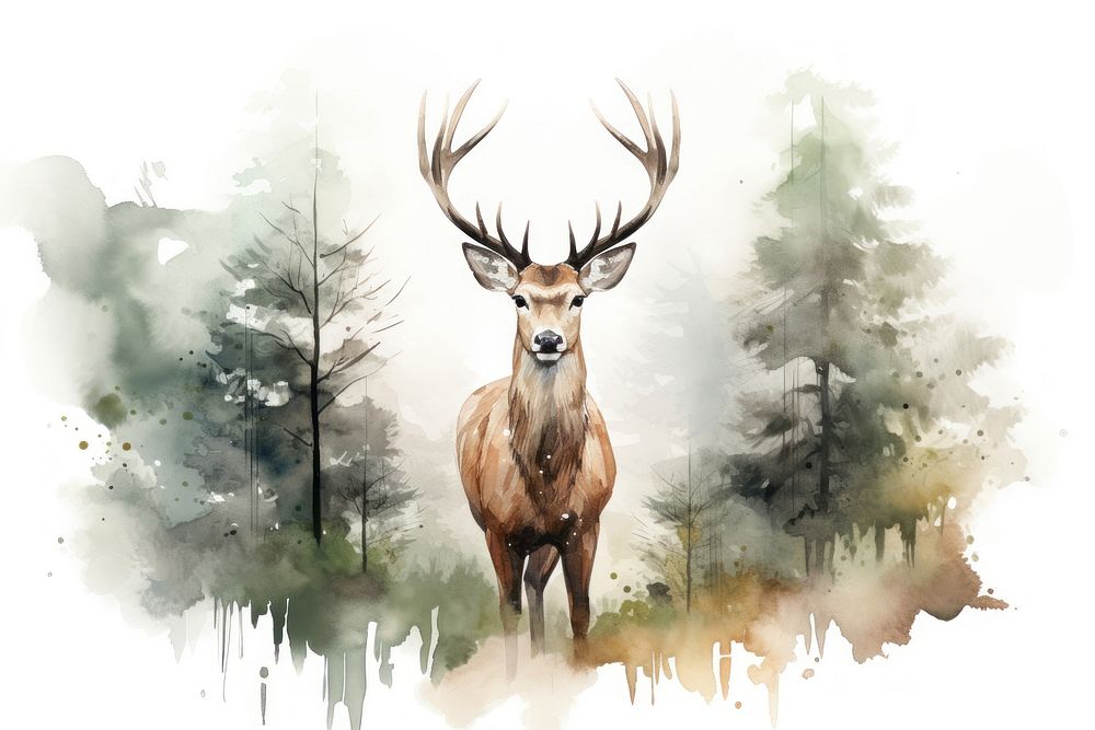 Wildlife forest antler animal. AI generated Image by rawpixel.