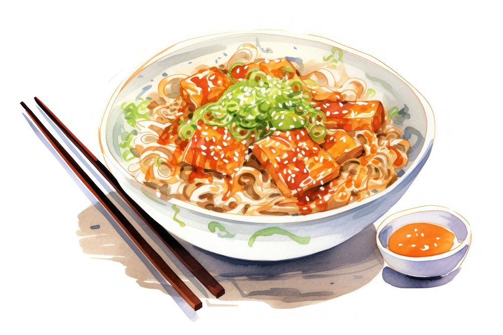 Chopsticks noodle ramen plate. 