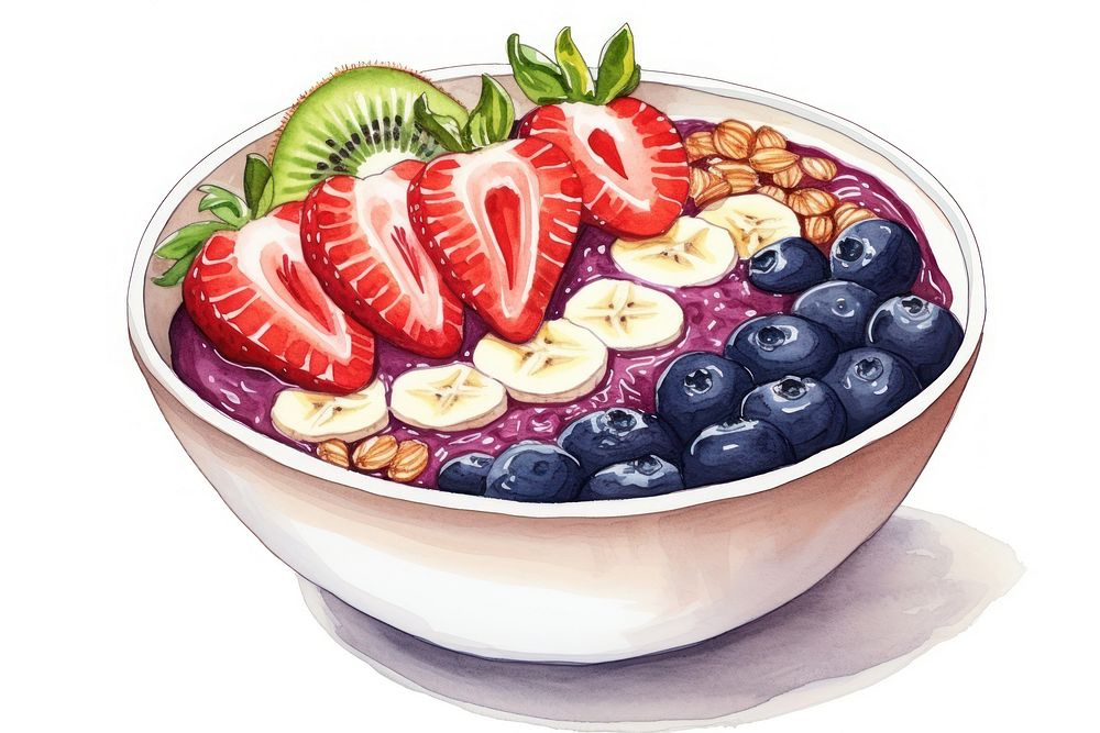 Bowl strawberry blueberry fruit. 