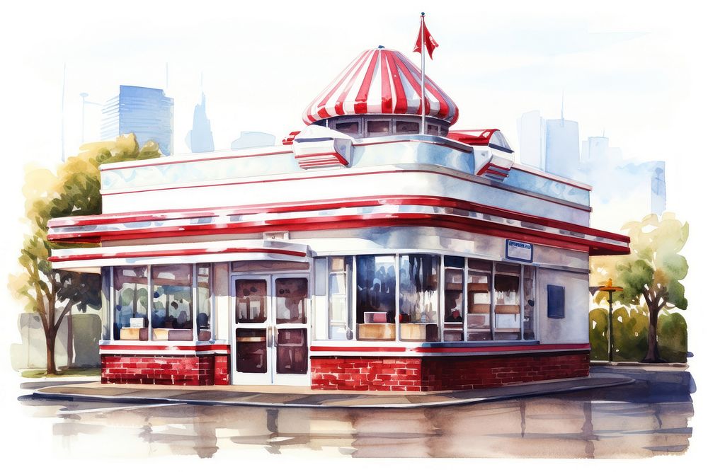 Architecture restaurant building diner. AI generated Image by rawpixel.
