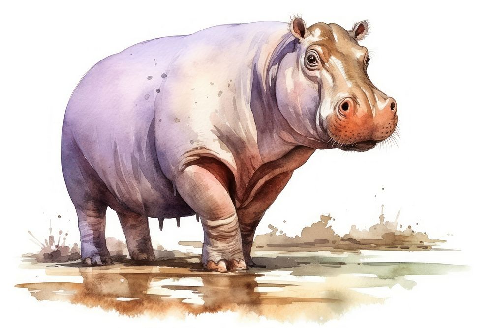 Wildlife animal mammal hippopotamus. AI generated Image by rawpixel.