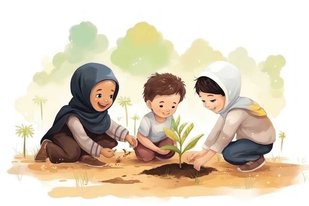 Planting baby togetherness agriculture. AI generated Image by rawpixel.