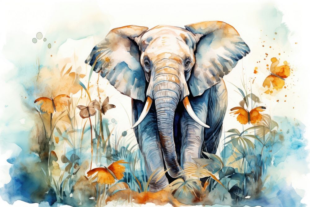 Animal elephant wildlife painting. 