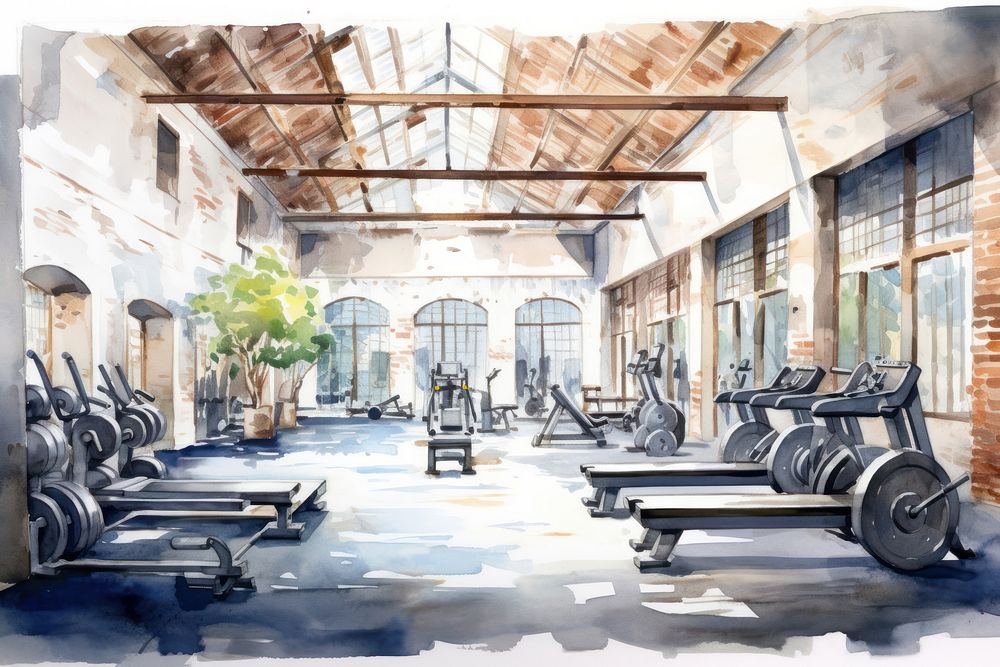 Gym architecture fitness sports. AI generated Image by rawpixel.