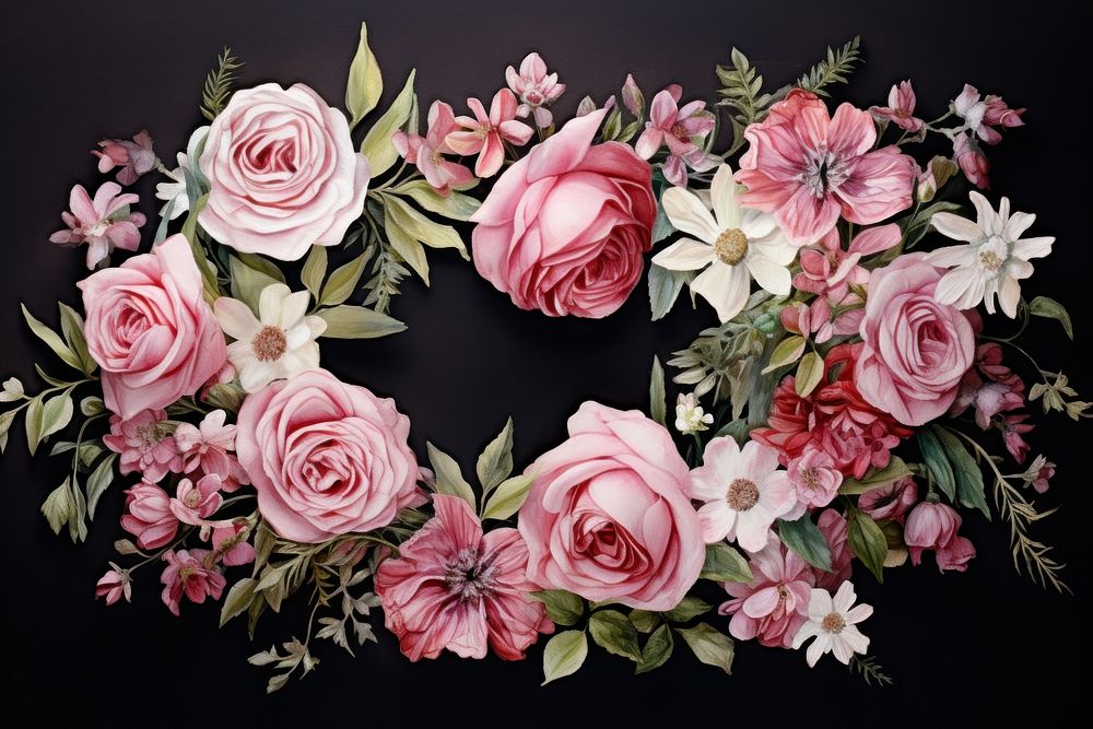 Pattern flower wreath petal. AI generated Image by rawpixel.