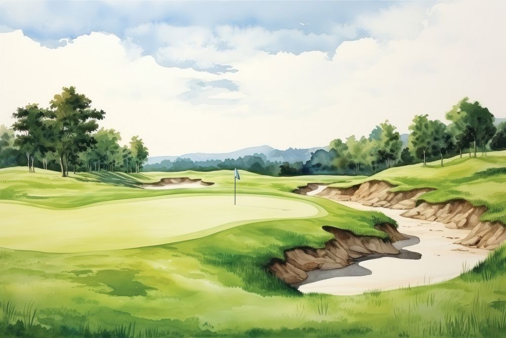 Golf outdoors nature sports. AI generated Image by rawpixel.