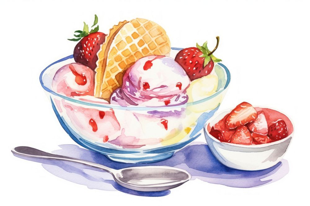 Cream dessert sundae spoon. AI generated Image by rawpixel.