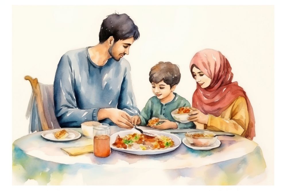 Family food eating people. AI generated Image by rawpixel.