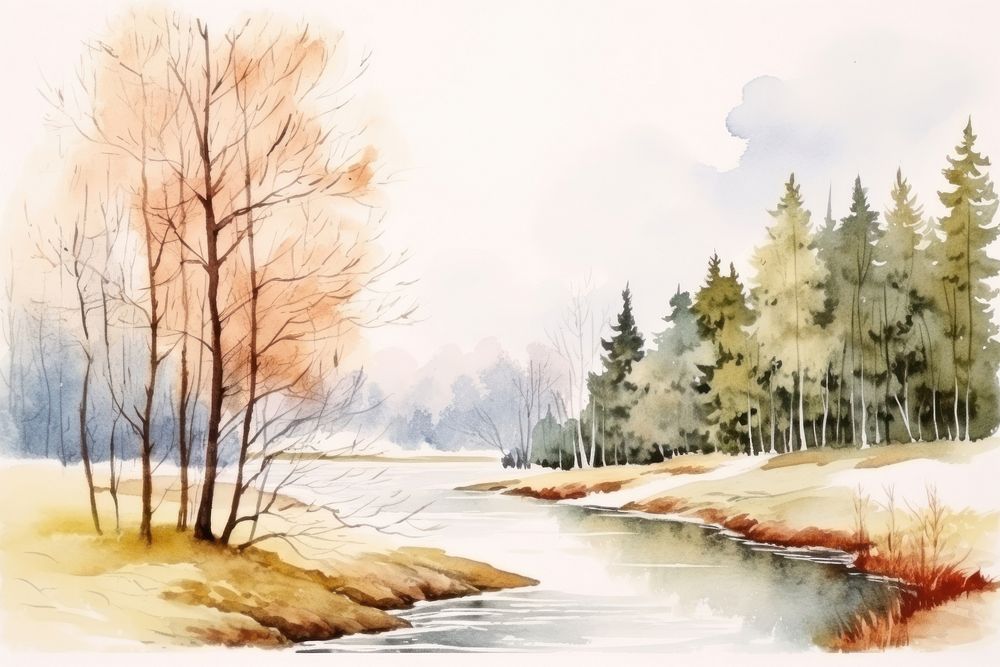 Landscape outdoors painting scenery. 