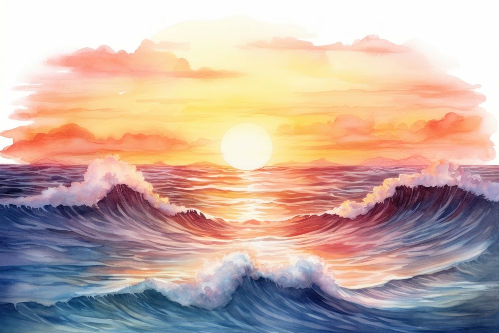 Ocean outdoors painting nature. AI generated Image by rawpixel.