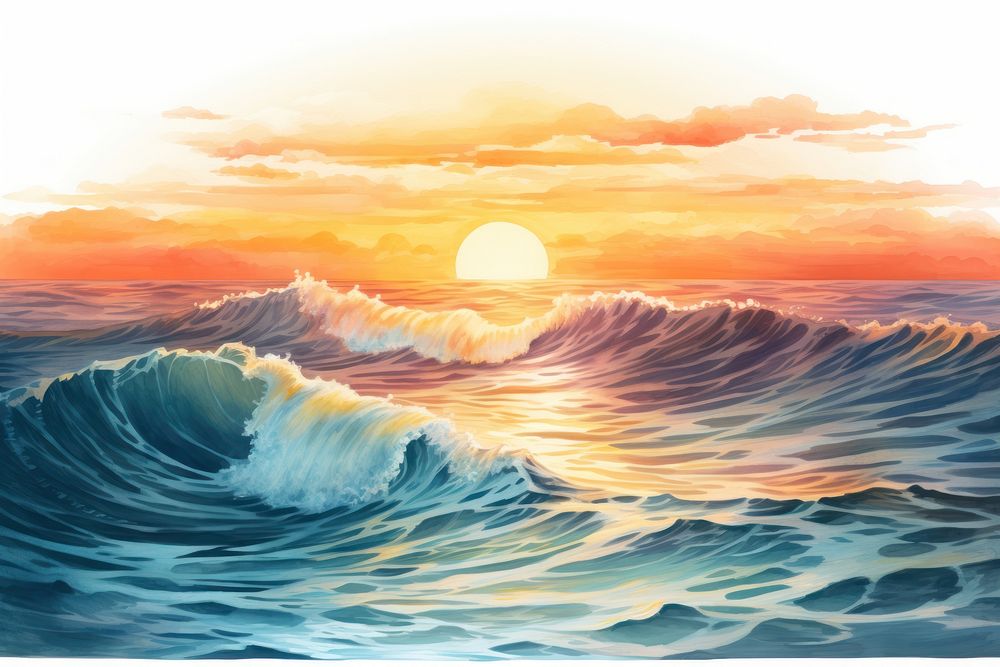 Ocean outdoors painting nature. AI generated Image by rawpixel.