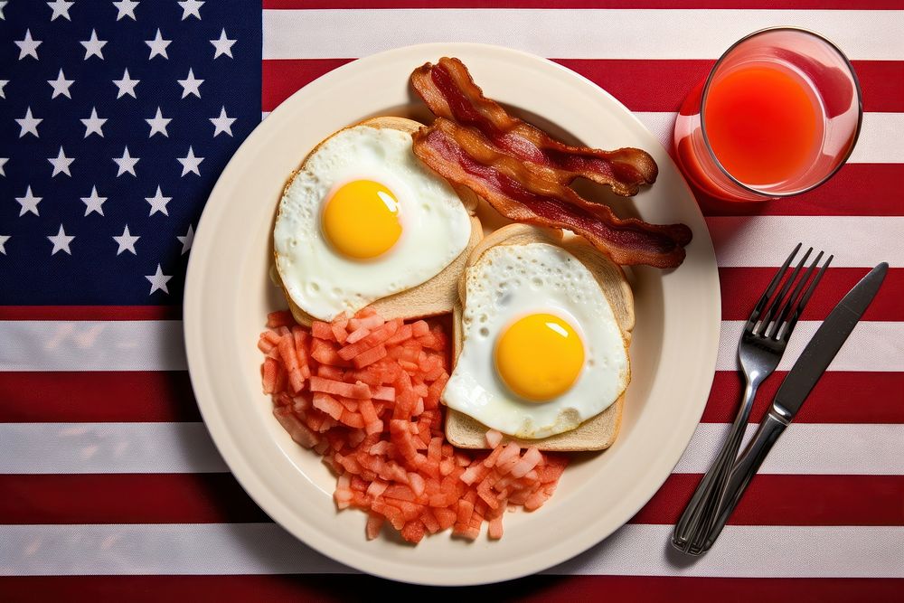 Breakfast food egg patriotism. AI generated Image by rawpixel.