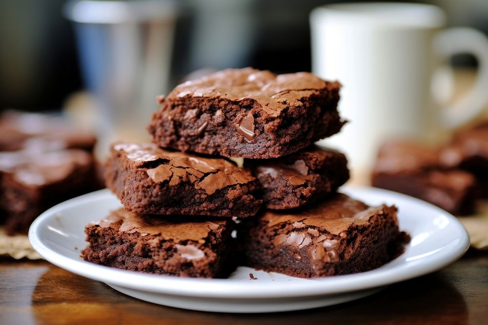 Chocolate dessert brownie plate. 