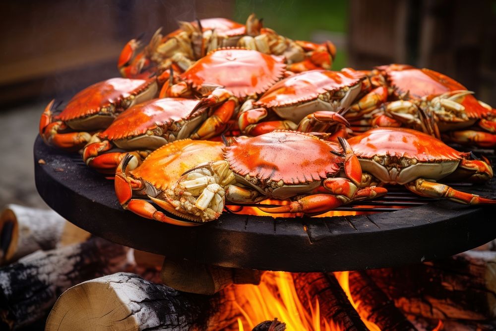 Seafood crab grilling lobster. AI generated Image by rawpixel.