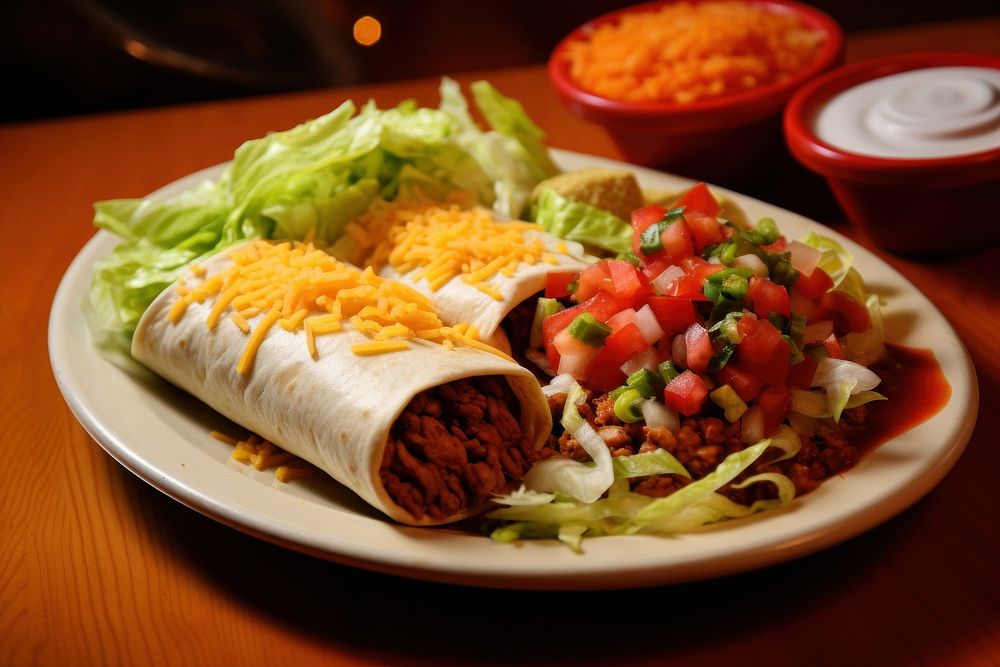 Food burrito plate mexican food. AI generated Image by rawpixel.