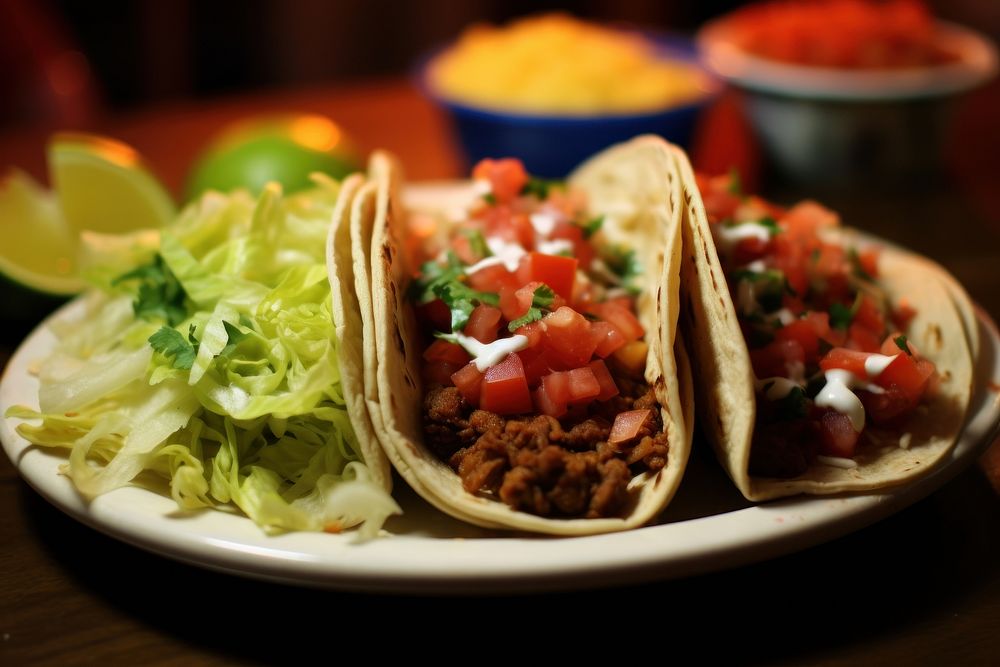 Food plate taco mexican food. AI generated Image by rawpixel.