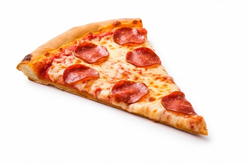 Pizza slice food white background. AI generated Image by rawpixel.