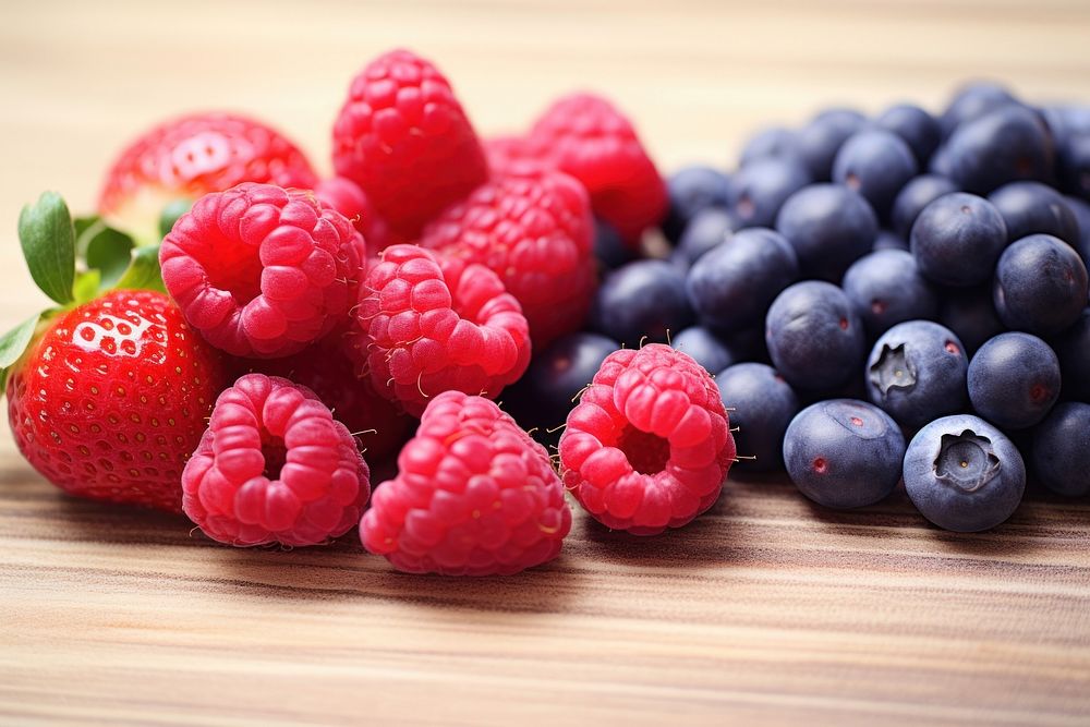 Raspberry blueberry strawberry fruit. AI generated Image by rawpixel.