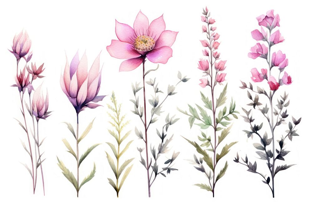 Flower wildflower blossom drawing. AI generated Image by rawpixel.