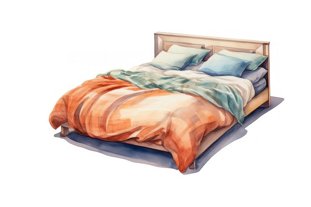 Bed furniture blanket bedroom. AI generated Image by rawpixel.