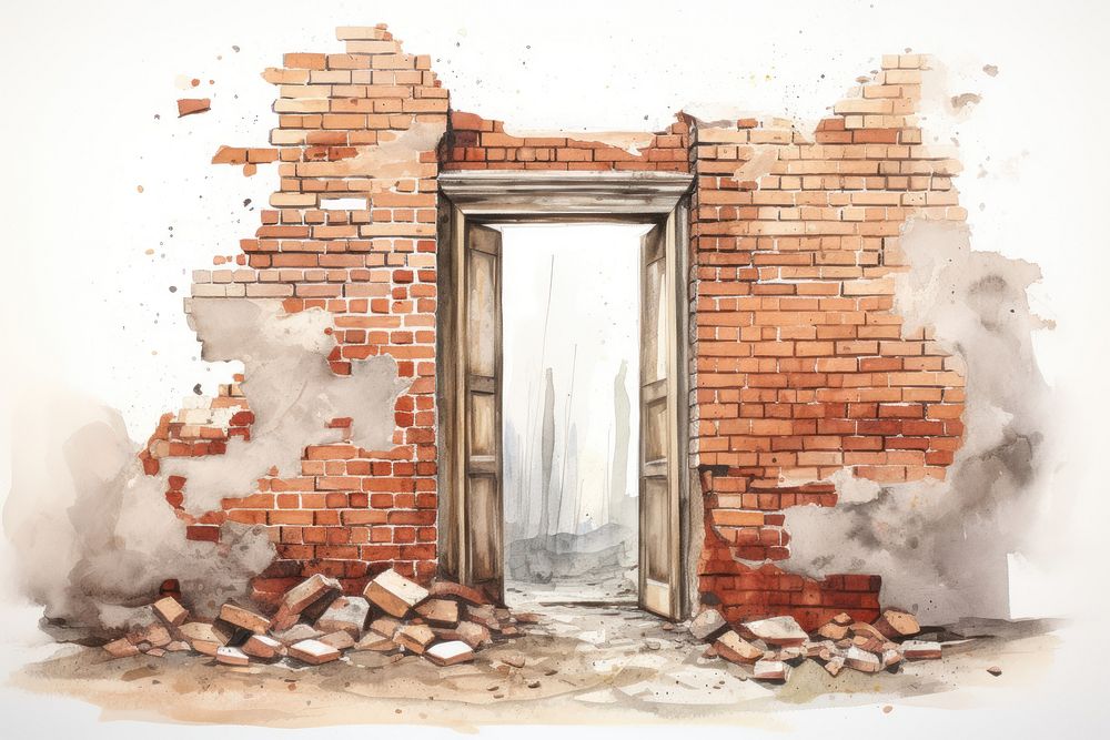 Brick door architecture building. AI generated Image by rawpixel.