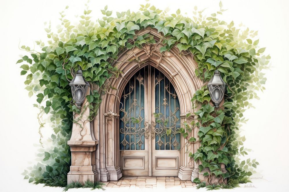 Door ivy architecture plant. AI generated Image by rawpixel.