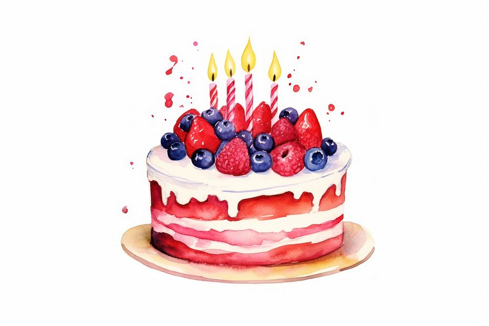 Cake blueberry birthday dessert. AI generated Image by rawpixel.