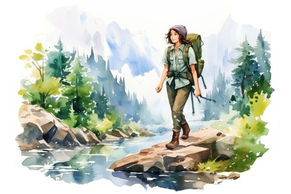 Adventure backpacking outdoors walking. AI generated Image by rawpixel.