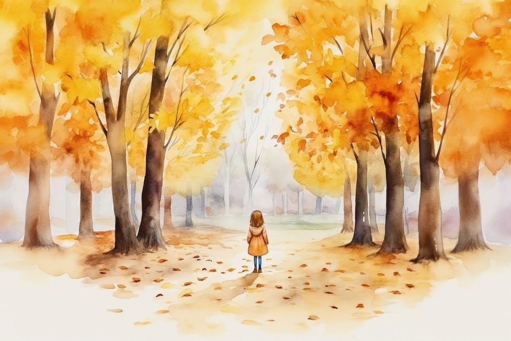 Tree outdoors painting autumn. AI generated Image by rawpixel.
