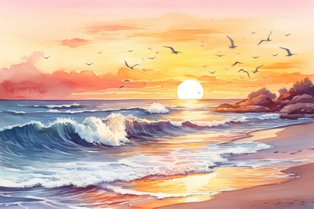 Beach outdoors painting horizon