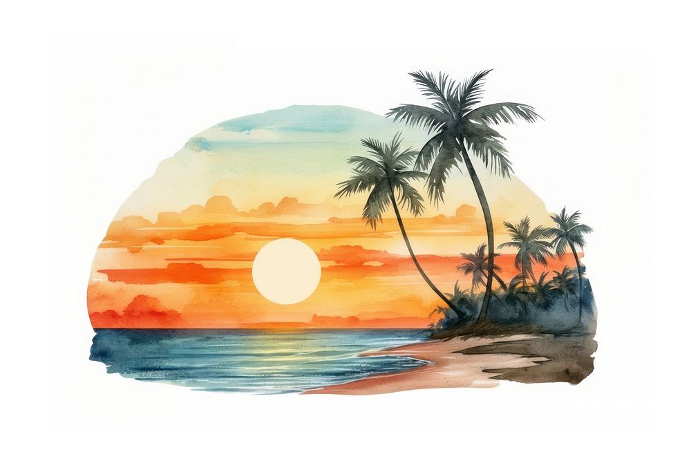 Painting outdoors sunset nature. AI generated Image by rawpixel.