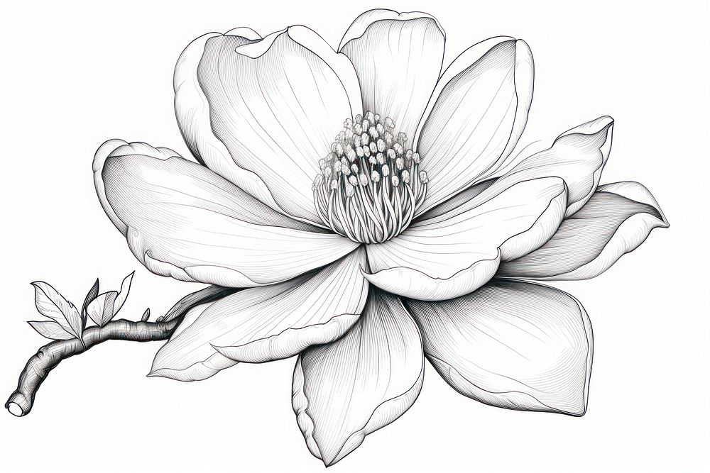 Drawing blossom flower sketch. AI generated Image by rawpixel.