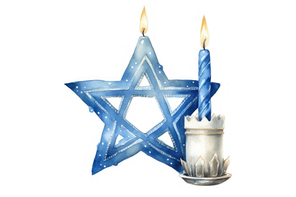 Hanukkah candle white background illuminated. AI generated Image by rawpixel.