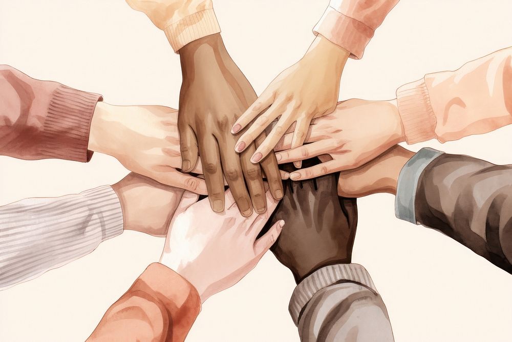 Hand togetherness cooperation teamwork. AI generated Image by rawpixel.