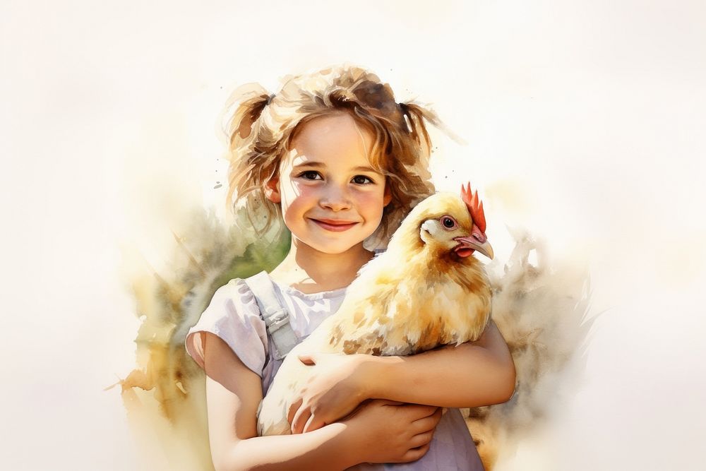 Portrait chicken animal child. AI generated Image by rawpixel.