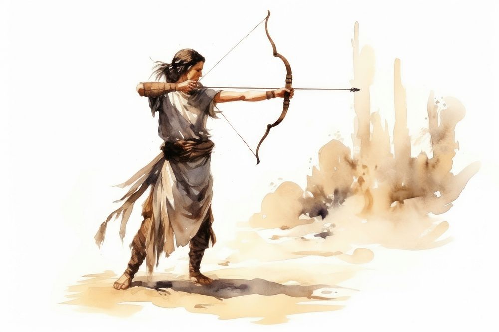 Archery longbow weapon white background. AI generated Image by rawpixel.