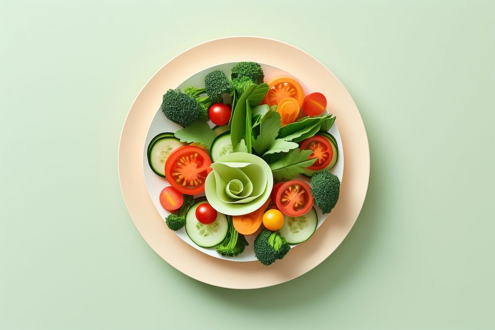 Plate salad lunch food. AI generated Image by rawpixel.