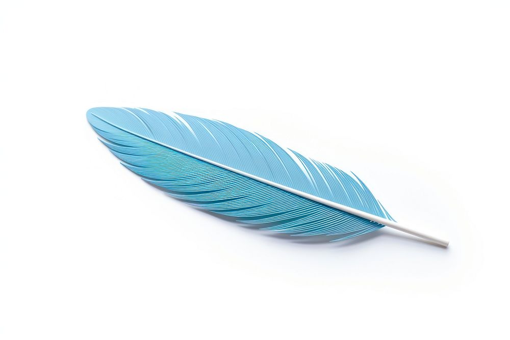 Feather blue leaf white background. AI generated Image by rawpixel.