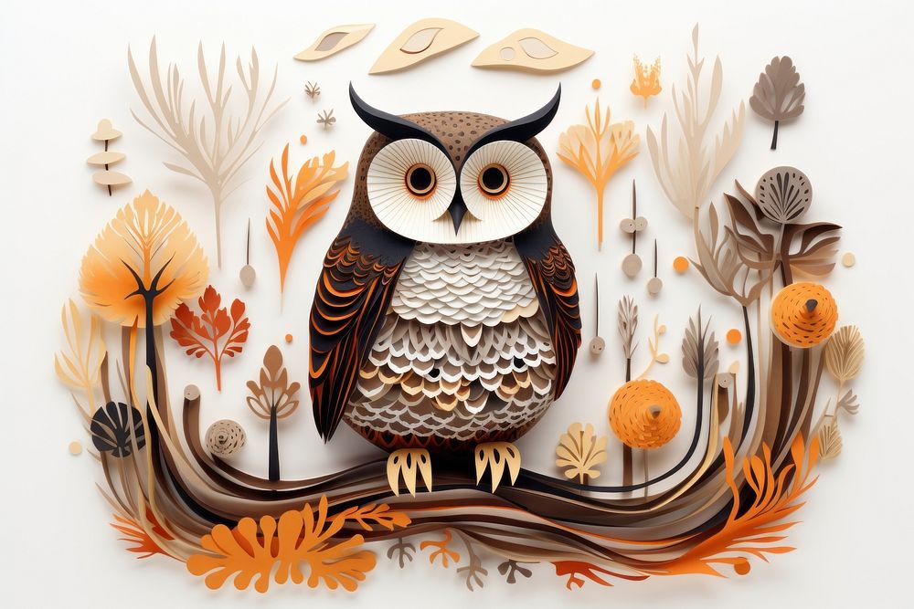 Bird art owl drawing. AI generated Image by rawpixel.