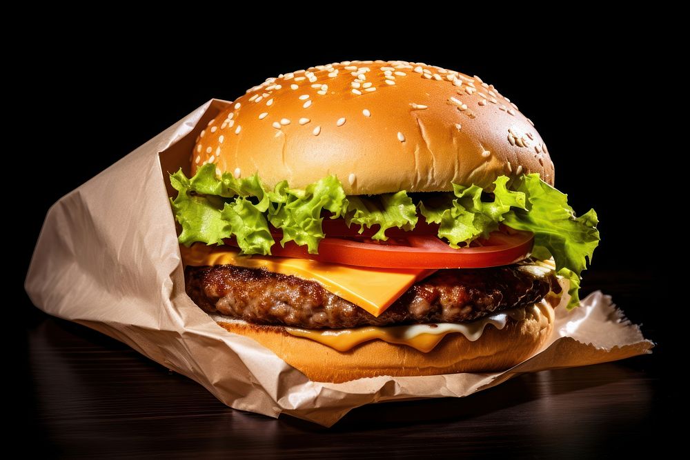 Burger food meat hamburger. AI generated Image by rawpixel.