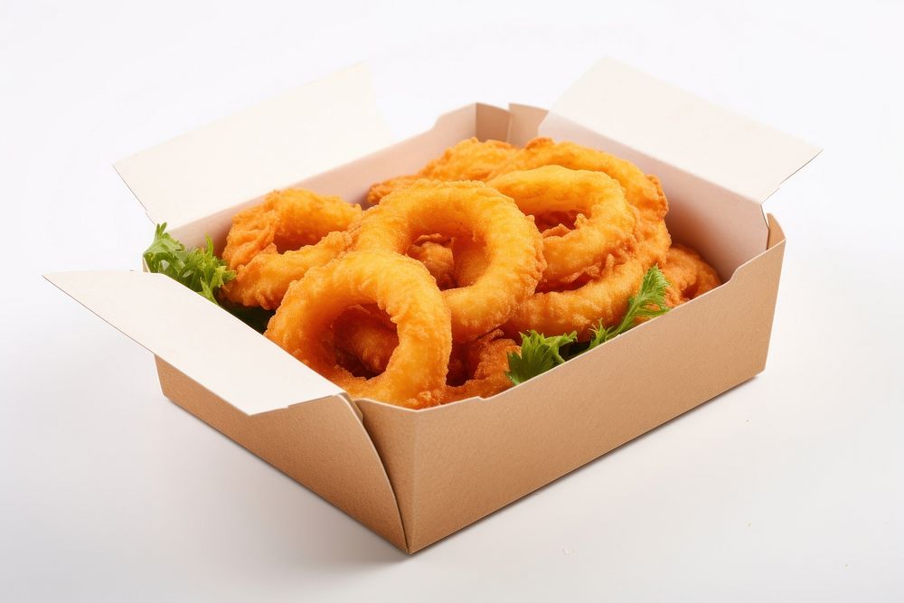 Box paper food onion ring. AI generated Image by rawpixel.