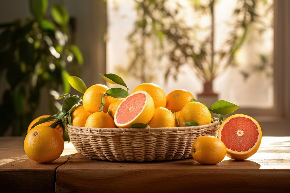 Fruit grapefruit basket plant. AI generated Image by rawpixel.