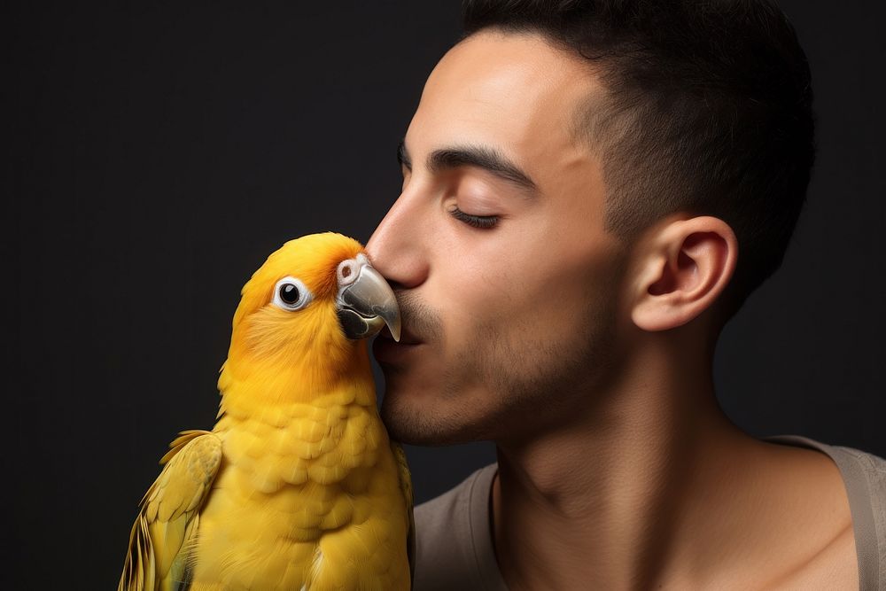 Kissing parrot animal adult. AI generated Image by rawpixel.