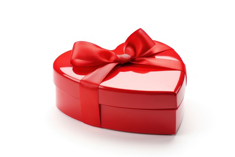 Gift box heart white background. AI generated Image by rawpixel.