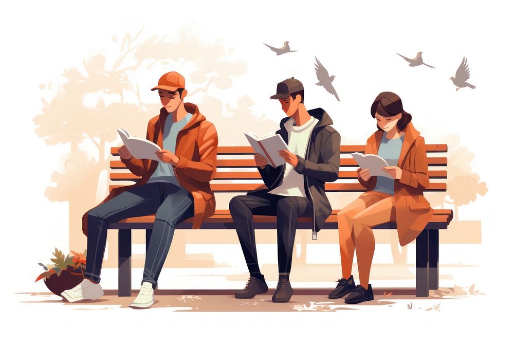 Reading bench furniture clothing. AI generated Image by rawpixel.