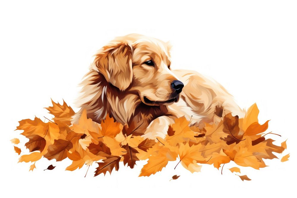 Retriever animal mammal leaves. AI generated Image by rawpixel.