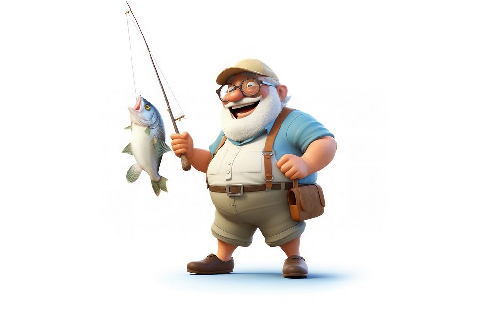Cartoon fishing recreation standing. AI generated Image by rawpixel.