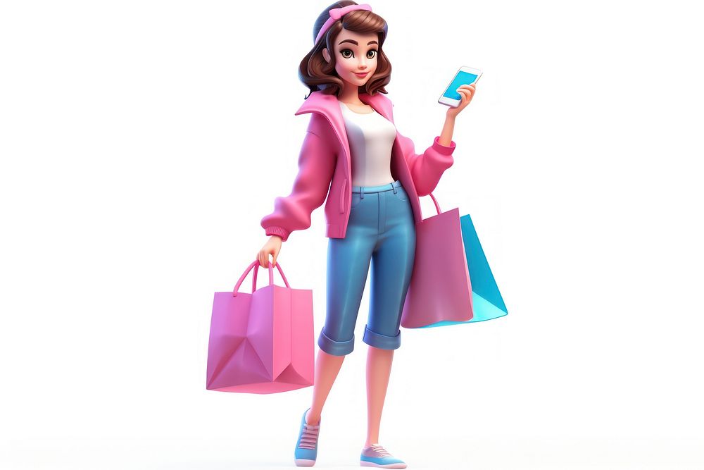 Shopping figurine cartoon adult. AI generated Image by rawpixel.