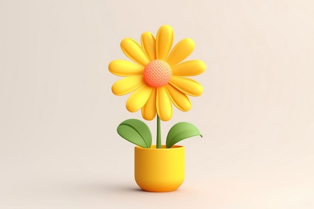 Daisy cartoon flower yellow. AI generated Image by rawpixel.